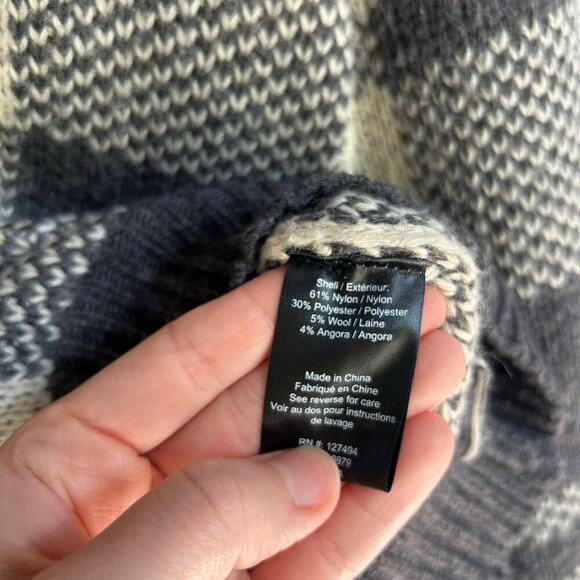 Heartloom Wool Plaid Avery Sweater Crewneck Womens Medium Gray Cream Cottagecore - Picture 10 of 10